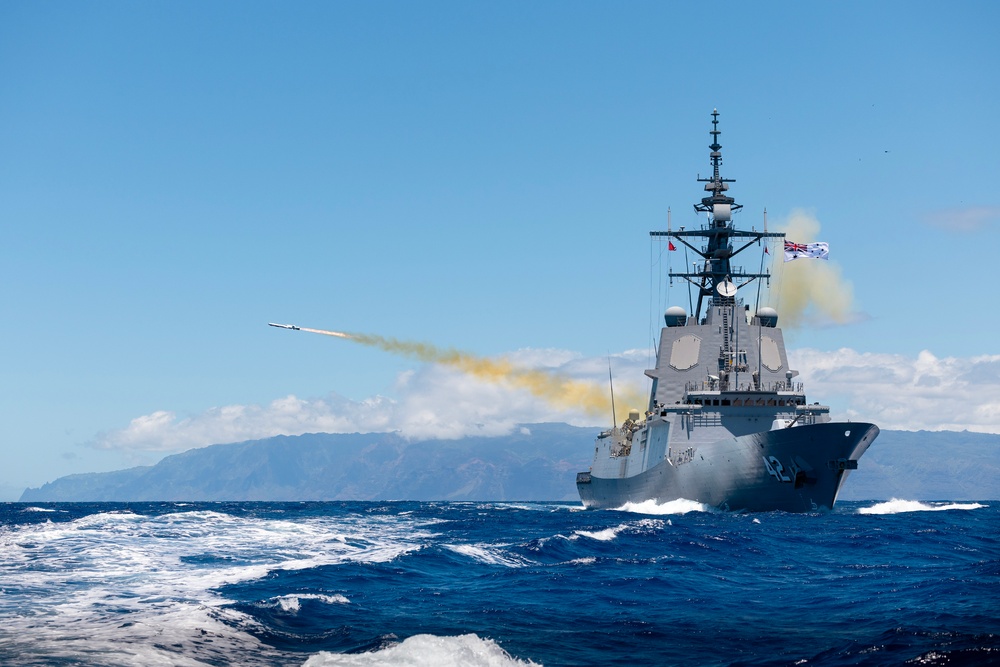 HMAS Sydney fires Royal Australian Navy’s first Naval Strike Missile during RIMPAC 2024