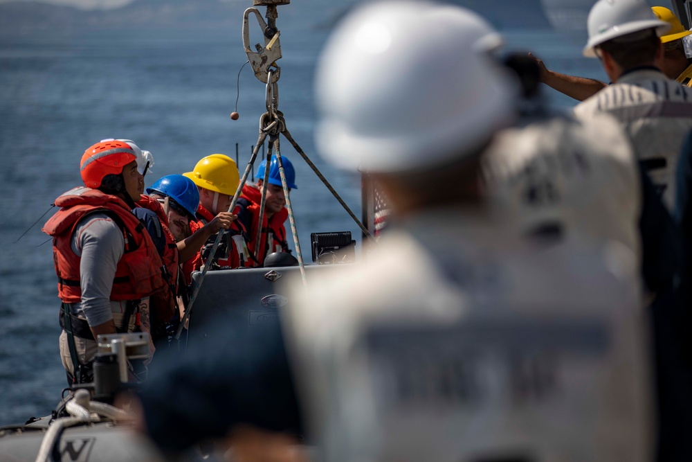 USS Ralph Johnson Conducts Boat Ops