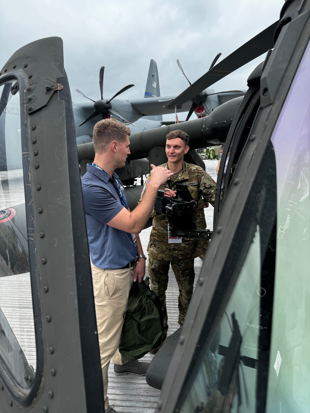 UH-60 Black Hawk Crew Chief Represents the 12th Combat Aviation Brigade at the Farnborough International Airshow