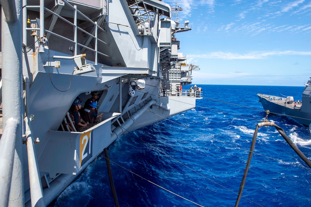 USS Carl Vinson refuels at sea with USS Princeton during RIMPAC 2024