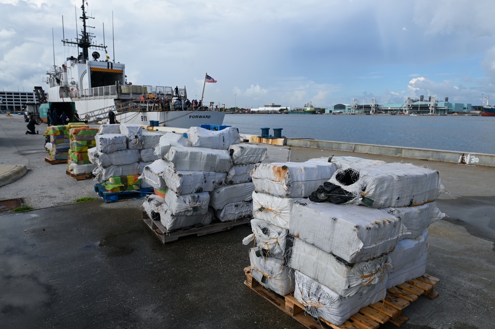 Coast Guard offloads more than $96 million in illegal narcotics interdicted in Caribbean Sea