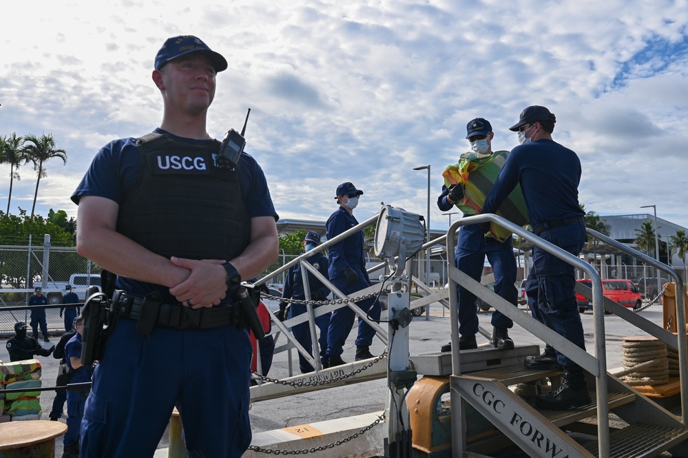 Coast Guard offloads more than $96 million in illegal narcotics interdicted in Caribbean Sea