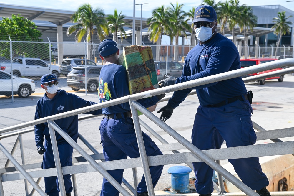 Coast Guard offloads more than $96 million in illegal narcotics interdicted in Caribbean Sea