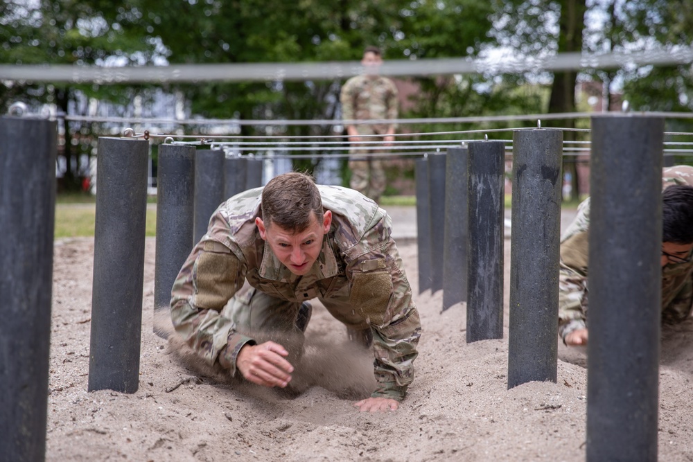 1st Lt. Layton Thorpe crawls