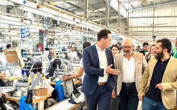 USAID/Egypt Mission Director Sean Jones tours Smart Garment, a denim manufacturer based in Port Said, Egypt
