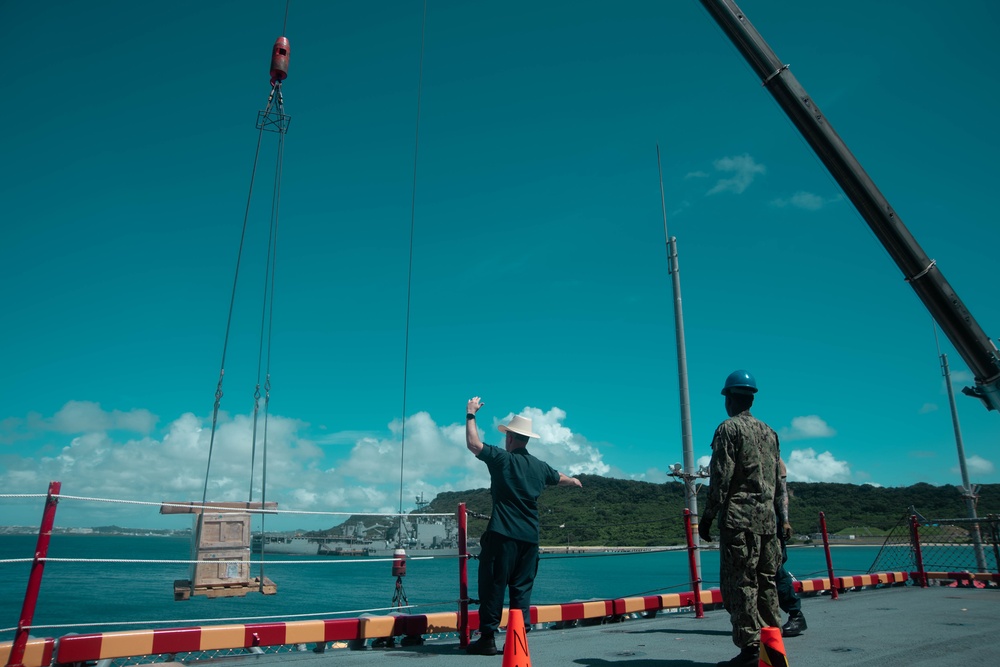 USS America (LHA 6) Conducts Stores Onload