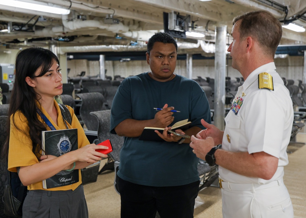 Military Sealift Command USNS City of Bismarck (T-EPF 14) Supports an Interview with Local Media at Changi Naval Base, Singapore