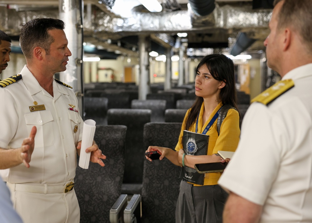 Military Sealift Command USNS City of Bismarck (T-EPF 14) Supports an Interview with Local Media at Changi Naval Base, Singapore