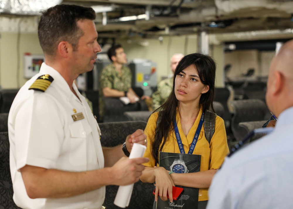 Military Sealift Command USNS City of Bismarck (T-EPF 14) Supports an Interview with Local Media at Changi Naval Base, Singapore