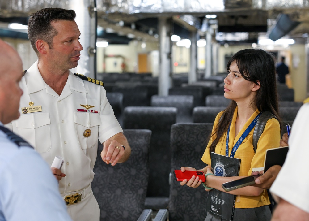 Military Sealift Command USNS City of Bismarck (T-EPF 14) Supports an Interview with Local Media at Changi Naval Base, Singapore