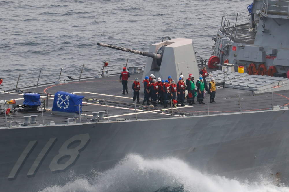 USS Theodore Roosevelt Conducts a Fueling-At-Sea with USS Daniel Inouye