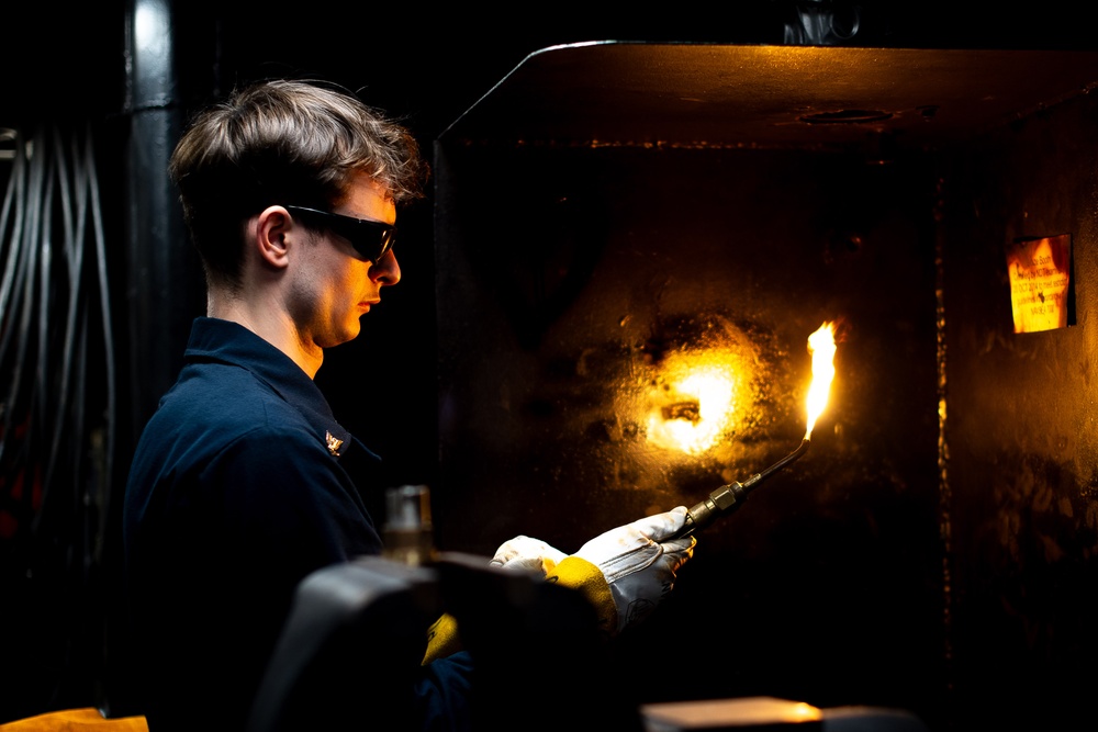 Hull Technicians Aboard USS Theodore Roosevelt Conduct Routine Operations