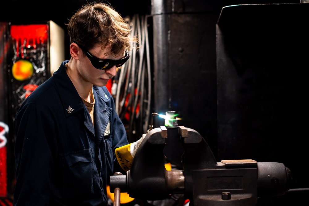 Hull Technicians Aboard USS Theodore Roosevelt Conduct Routine Operations