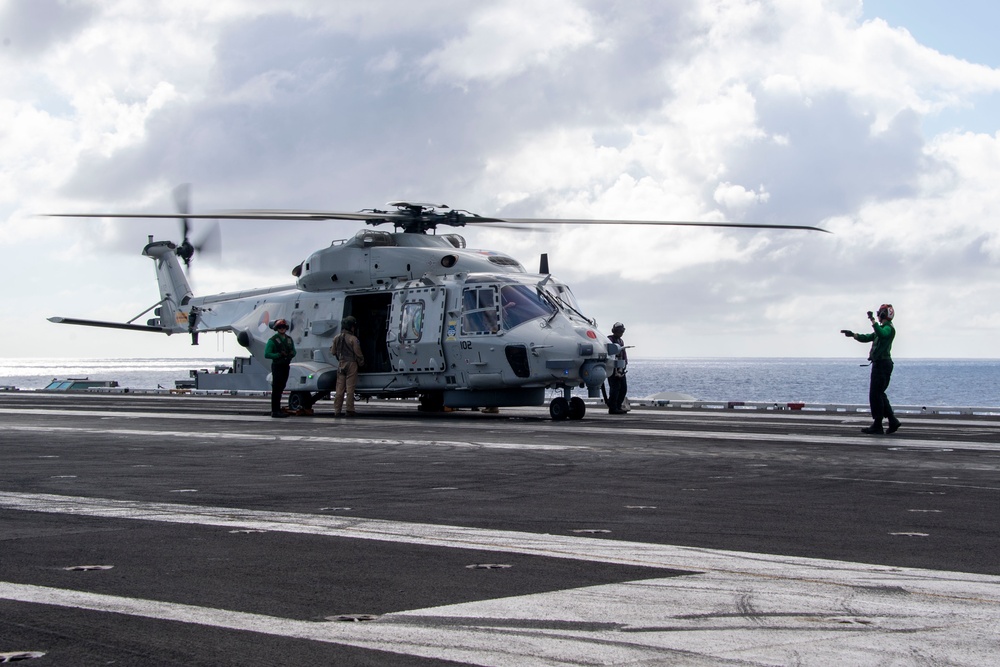 A Royal Netherlands Navy NH-90 NATO Frigate Helicopter Lands on the Flight Deck of USS Carl Vinson (CVN 70) During RIMPAC 2024