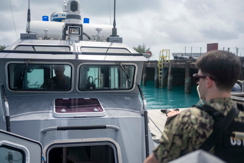 NSF Harbor Security conducts a Small Craft Inspection