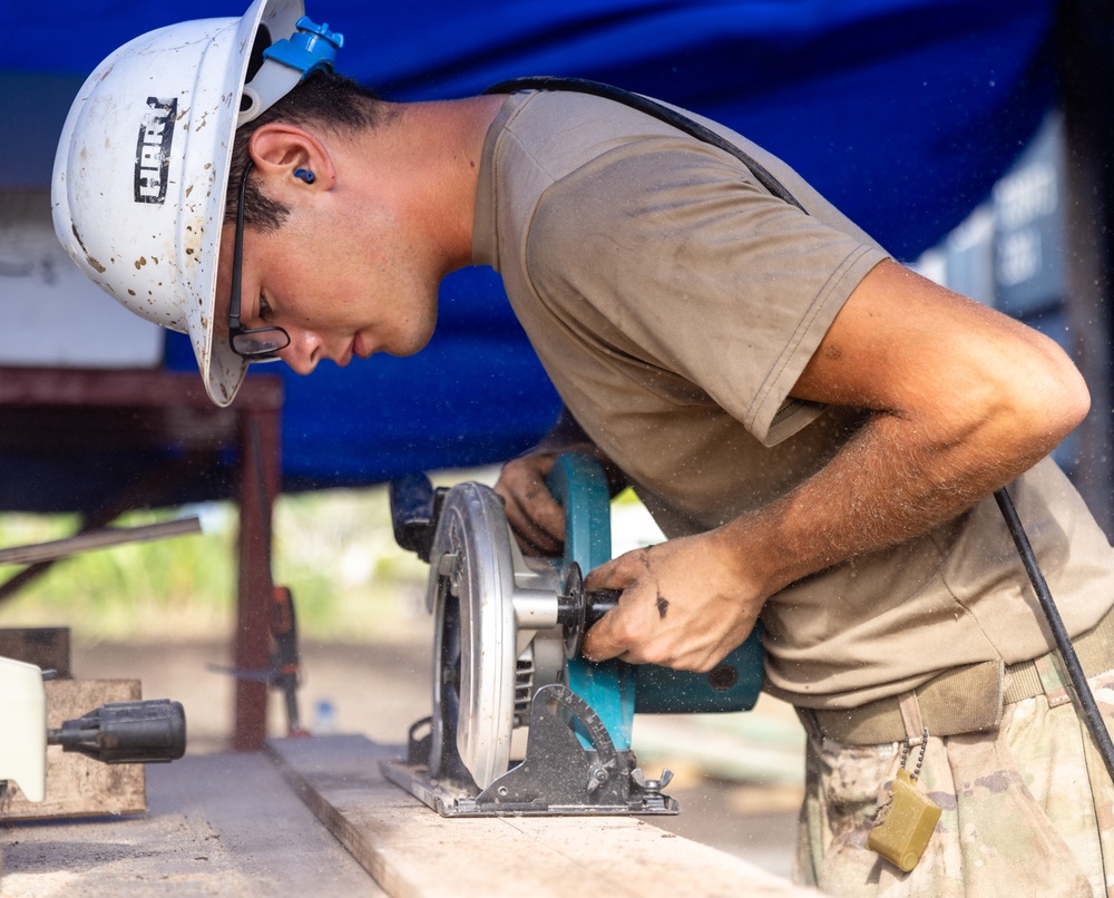 US Army Soldiers construct a dormitory during Tamiok Strike 2024