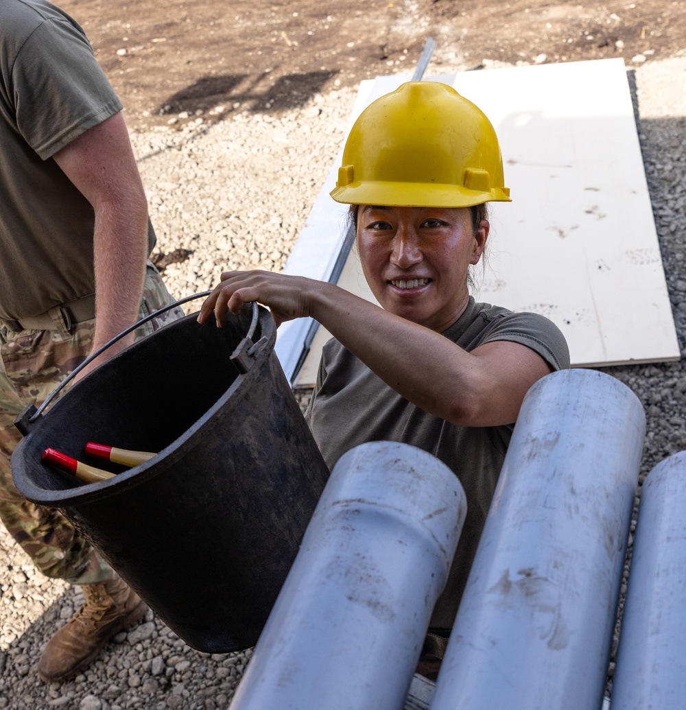 US Army Soldiers construct a dormitory during Tamiok Strike 2024