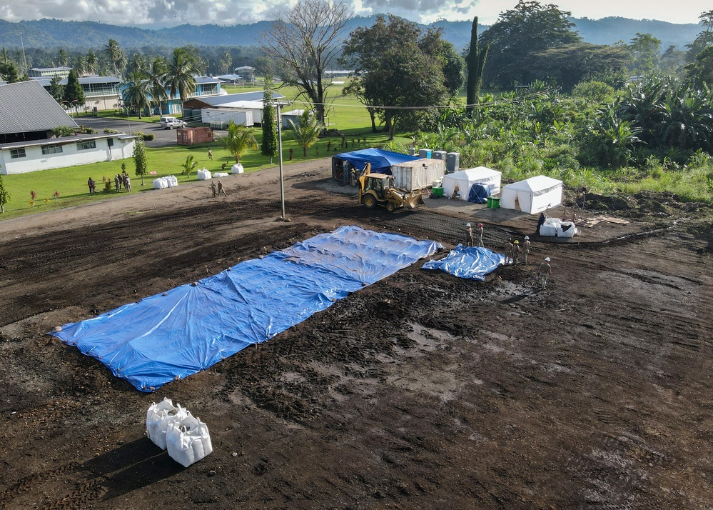 US Army Soldiers construct a dormitory during Tamiok Strike 2024