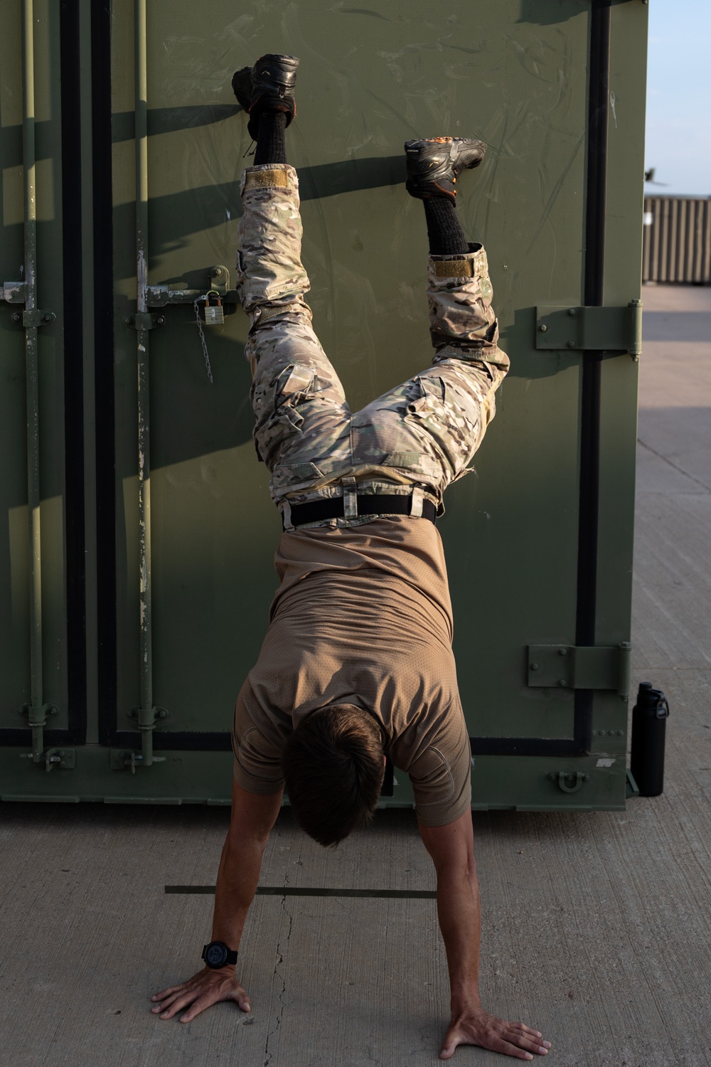 10th SFG(A) Soldier performs a wall walk