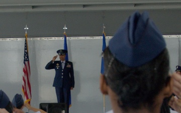 Col. Shamekia N. Toliver, 42nd Air Base Wing commander renders her first salute