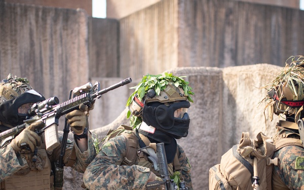 US Marines participate in land assault exercise