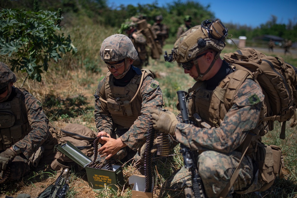 US Marines participate in land assault exercise