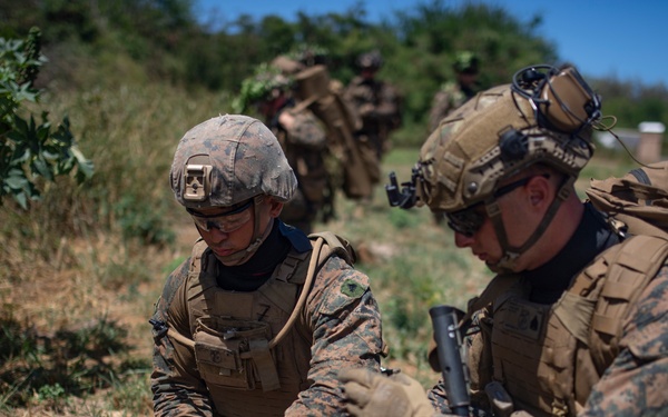 US Marines participate in land assault exercise