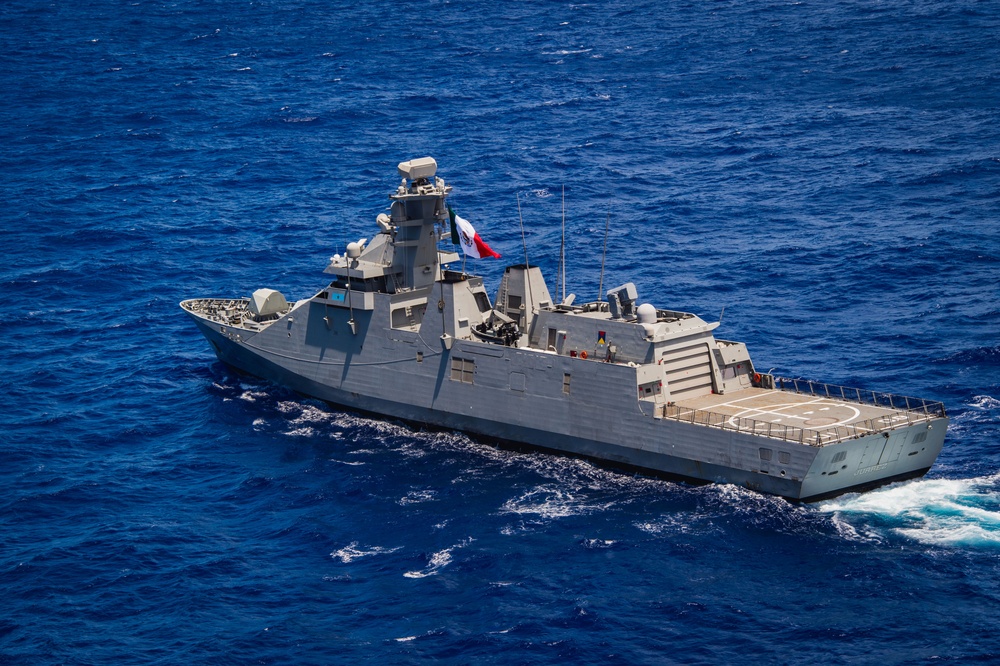 ARM Benito Juarez sails in formation during RIMPAC 2024