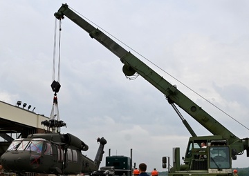 UH-60 Black Hawk Helicopter is transported to BEST Program