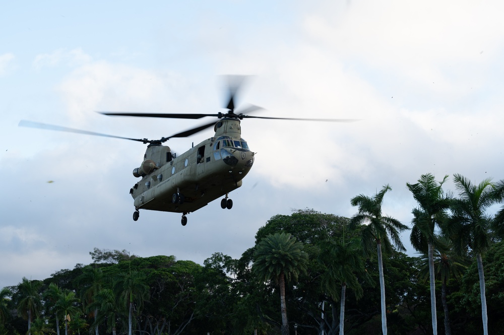 CH-47 lands on 15th Wing parade field