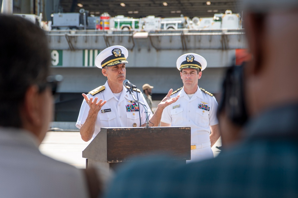 Commander, Naval Air Forces Pacific hosts a press conference at Naval Air Station North Island