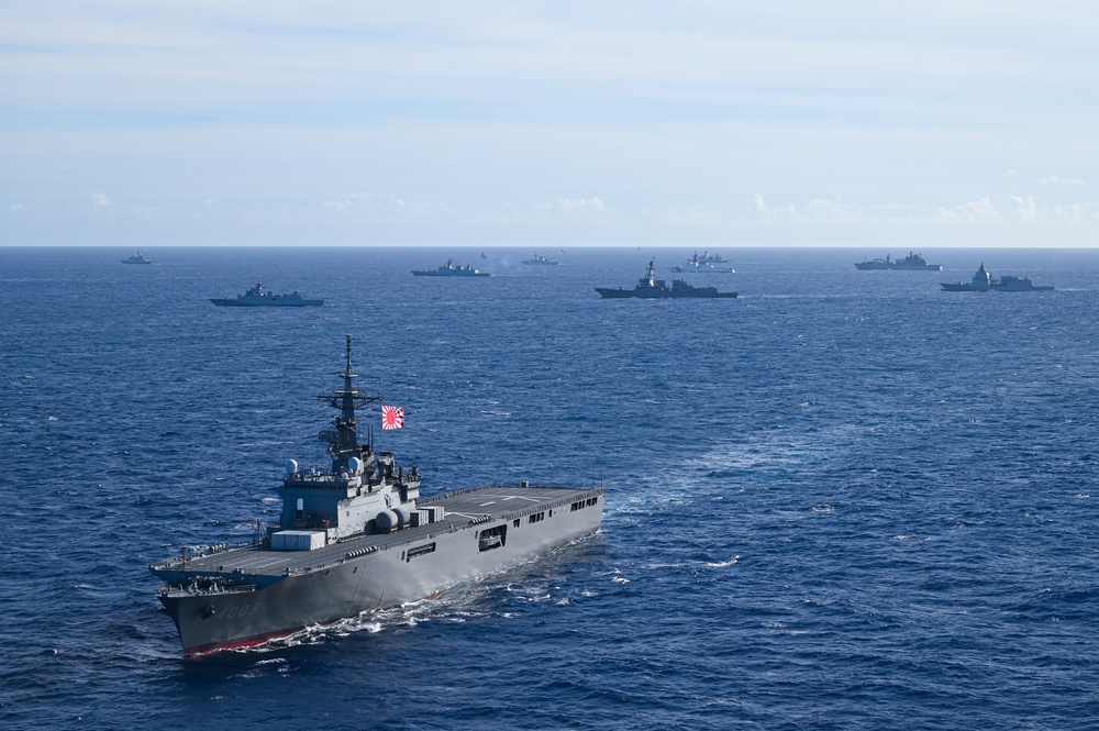 Multinational ships sail in formation during RIMPAC 2024