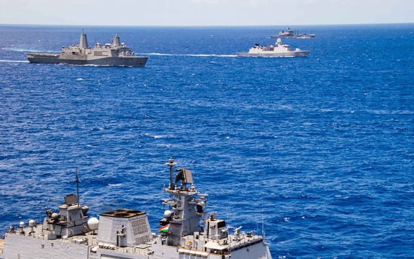 INS Shivalik sails in formation during RIMPAC 2024