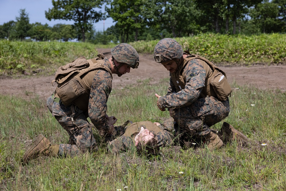 Orient Shield 24 | U.S. Marines with 3/12 and Members of the JGSDF Execute a Medical Evacuation Drill