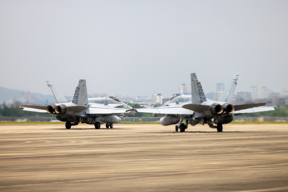 One last Flight | Marine Corps Major Kyle Johnson a pilot with VMFA (AW)-224 flys his final F/A-18 flight at Suwon AB South Korea