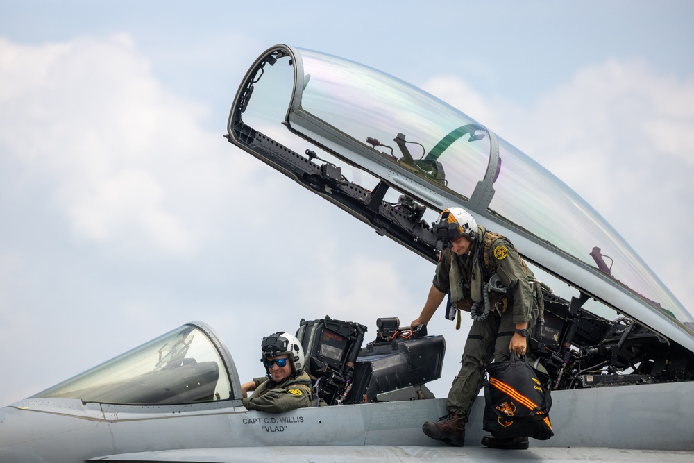 One last Flight | Marine Corps Major Kyle Johnson a pilot with VMFA (AW)-224 flys his final F/A-18 flight at Suwon AB South Korea