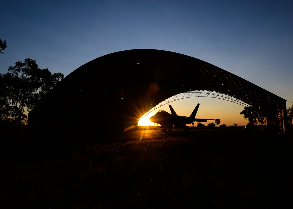 Sunsets on USAF F-22A Raptor during Exercise Pitch Black 2024