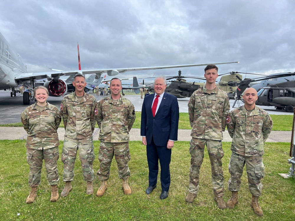 The Secretary of the Air Force greets military members at FIA 2024