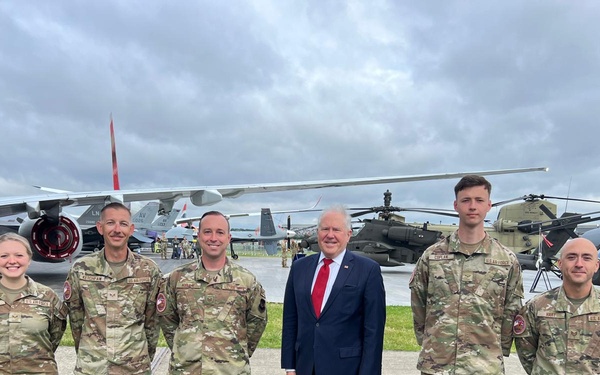 The Secretary of the Air Force greets military members at FIA 2024