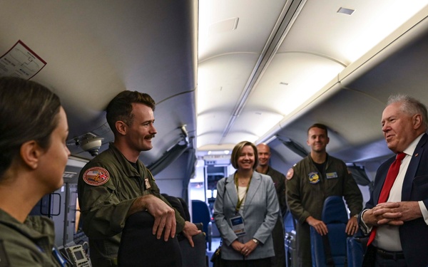 The Secretary of the Air Force greets military members at FIA 2024