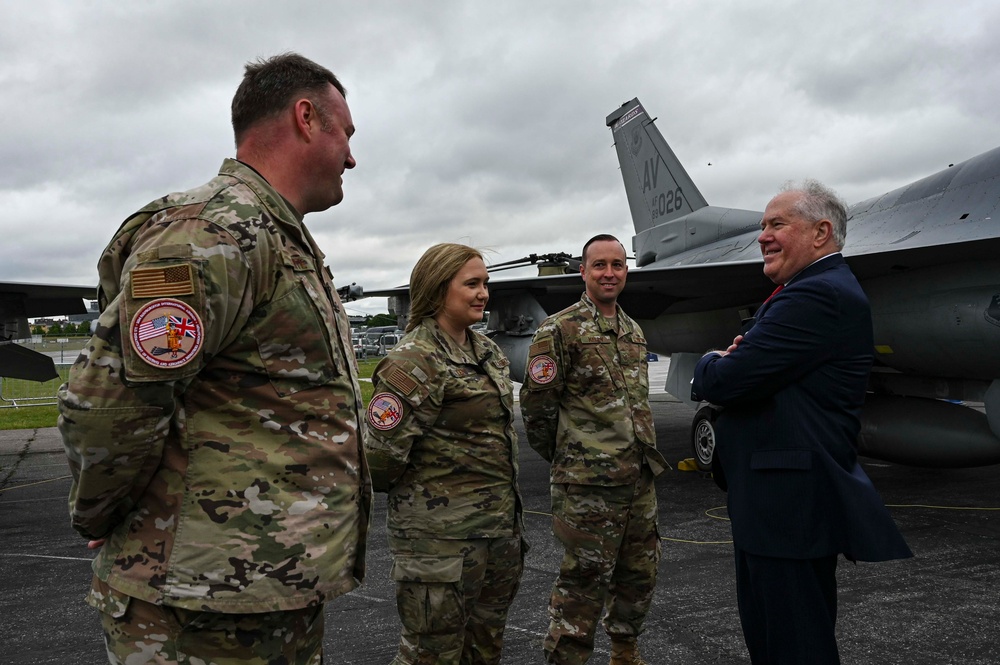 The Secretary of the Air Force greets military members at FIA 2024