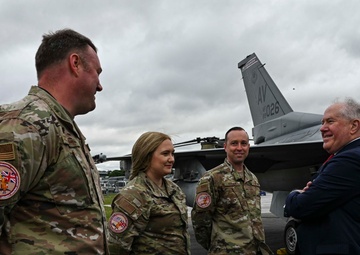 The Secretary of the Air Force greets military members at FIA 2024