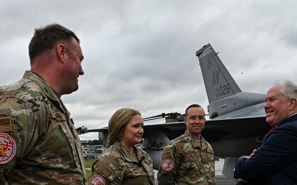The Secretary of the Air Force greets military members at FIA 2024