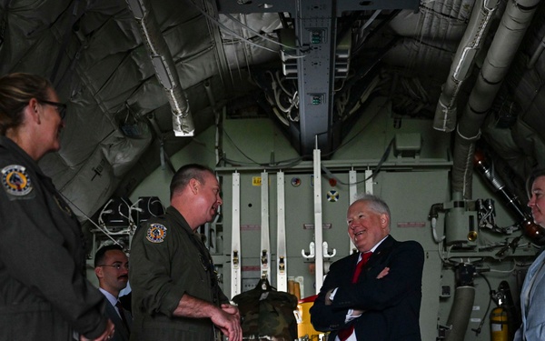 The Secretary of the Air Force greets military members at FIA 2024