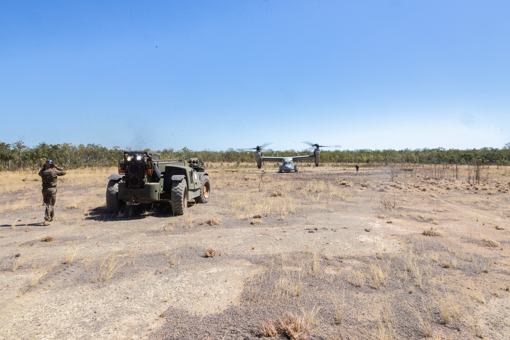 MRF-D 24.3: VMM-268 (Rein.) Marines drop supplies from MV-22B Osprey during Exercise Predator’s Run 24