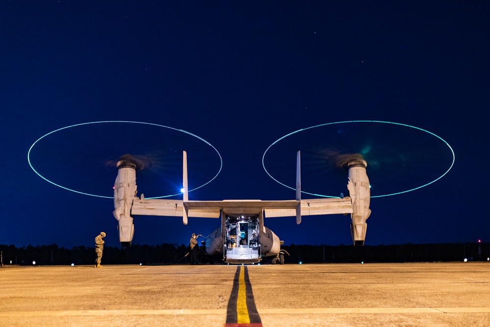 MRF-D 24.3 Marines conduct night air assault with MV-22B Ospreys during Exercise Predator’s Run 24