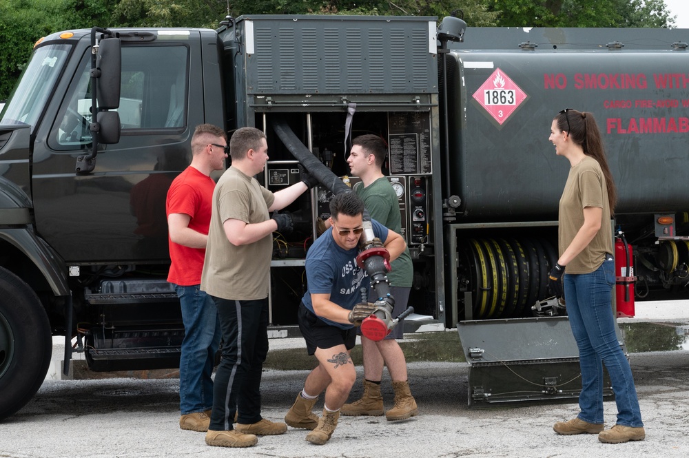 Dragging a hose at the LRS Rodeo