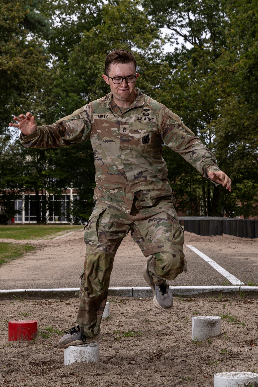 Staff Sgt. Zachary Mills concentrates on his footwork