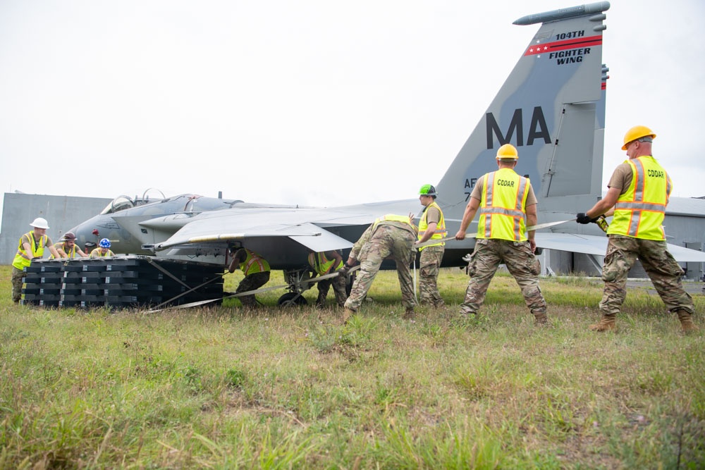 104th Fighter Wing hosts Westover Air Reserve Base's crashed, damaged, disabled, aircraft recovery team for joint training