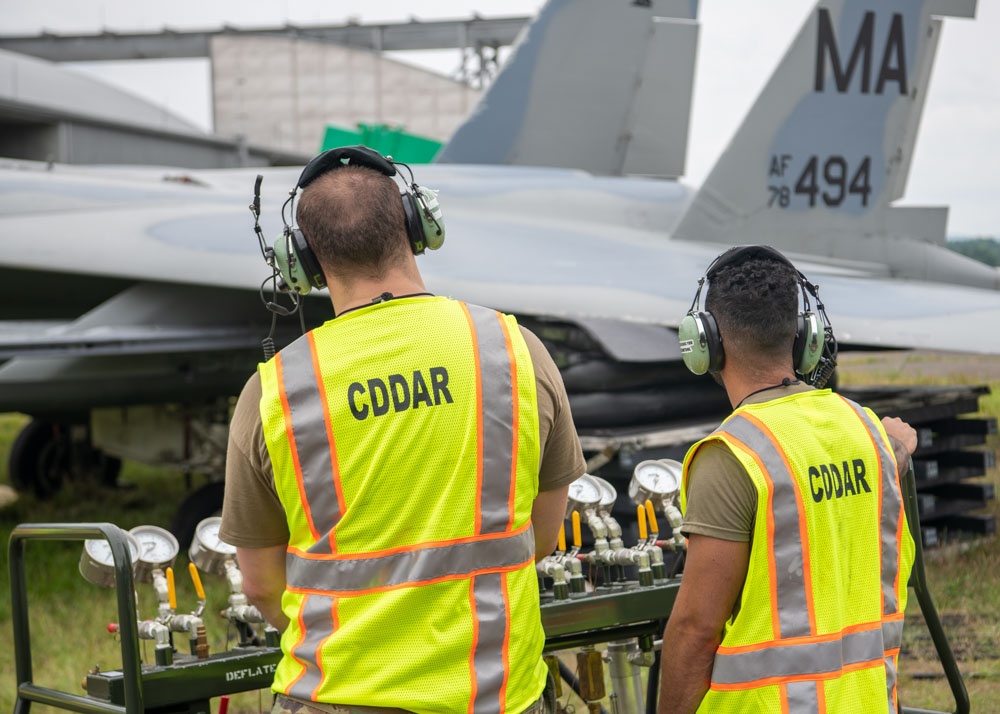 104th Fighter Wing hosts Westover Air Reserve Base's crashed, damaged, disabled, aircraft recovery team for joint training